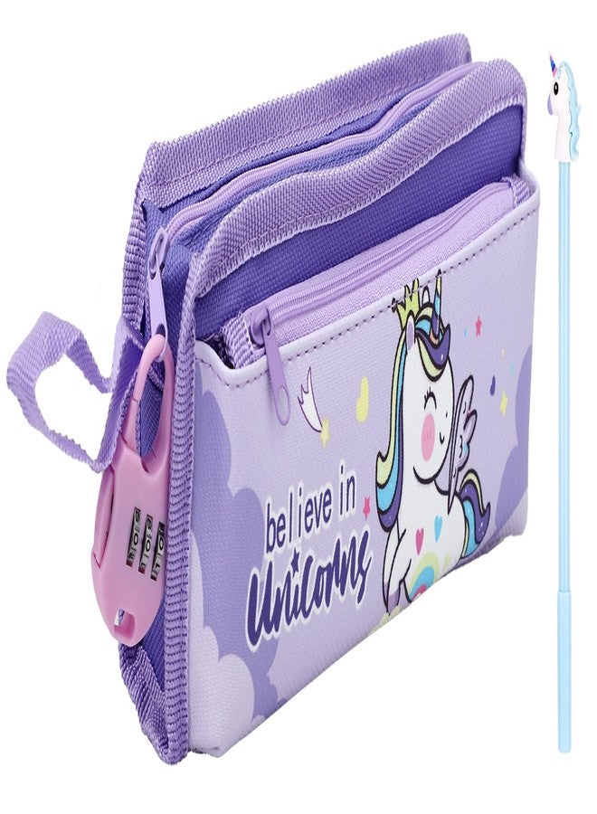 SHREE TECHNESH® Amazing Lock Password Unicorn Printed Pencil Pouch with Unicorn Pen for Girls - Image 1